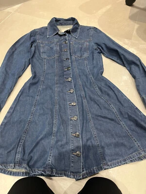 £11.74 • Buy ASOS - Denim Western A-Line Long Sleeved - Mid Blue / UK Size 10 Vgc Thick