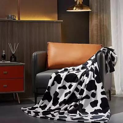 Black Brown Cow Print Blanket Warm & Cozy Soft Fuzzy Fleece GXAU Throw L1I1 • £17.73