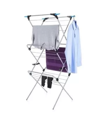 Minky 3 Tier Trio Plus 21m Indoor Clothes Airer Dryer With Flip Outs - Silver • £34.04