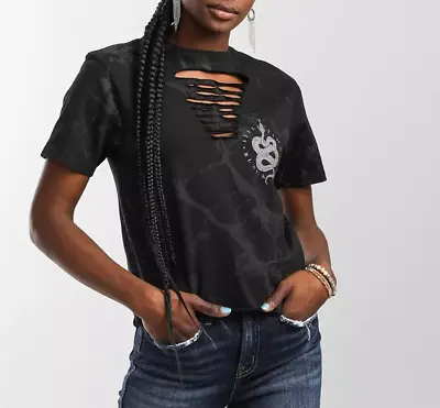 Affliction Women's Black Label “PRECURSOR” Reflective Short Sleeve T-shirt NWT • $73.02
