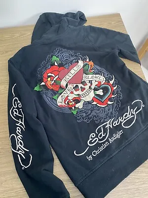 Ed Hardy Zip Up Hoodie By Christian Audigier Medium Vintage Love Kills Slowly • £45