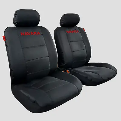 Black Canvas Seat Covers Front For Nissan Navara D22 D23 D40 NP 300 Waterproof • $107.79