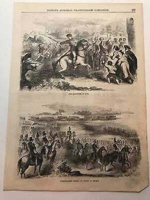 1856 Ballou’s Antique Print Minutemen & Massachusetts Militia #2121 • $9.95