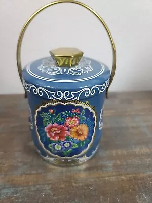 Vtg Murray Allen Blue Tin With Handle-England “Summer Flower” • $8.13