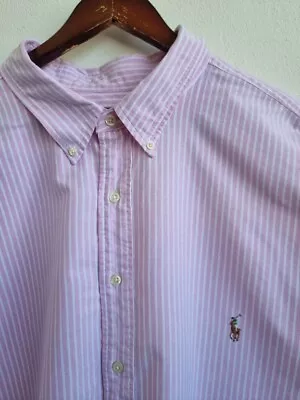 RALPH LAUREN Pink Striped Shirt 4XLT Tall 5XL XXXXL XXXXXL 34 Inch P2p • £32.95