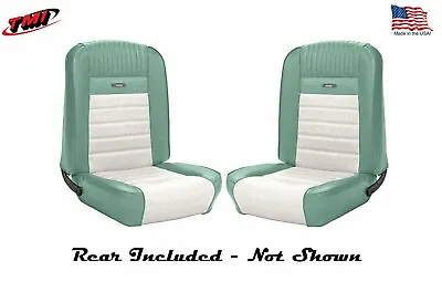 1964 - 66 Mustang Front & Rear Deluxe PONY Upholstery  Turquoise & White • $819.99