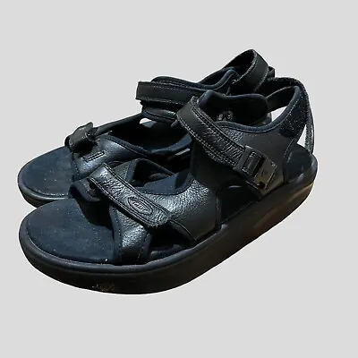 MBT Kisumu Rocker Sandal Womens 11-11.5 EU 42 Slingback Black Leather Toning • $49.99