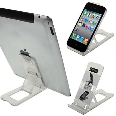 IPad Tablet IPhone Desk Stand Mobile Adjustable Folding Portable Holder Clear • £3.50