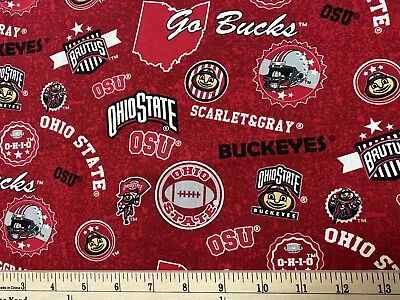 OHIO STATE UNIVERSITY BUCKEYES Hm St 1/4 Yard (9” X 42”) 100% Cotton Fabric • $4.99