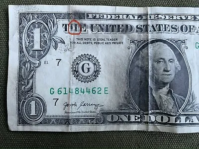 RARE 2017A US $1.00 DOLLAR ERROR NOTE HEAVY INK MISPRINT G Series H Missing Line • $20