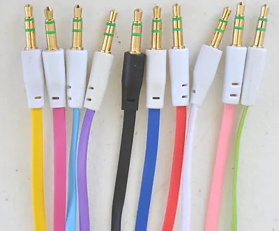 3.5MM  AUX FLAT NOODLE Stereo Audio Cable FOR Apple Ipod Car Iphone 4 5 Samsung • $5.90