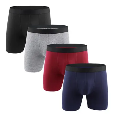 4Pack Soft Men Underwear Mid-Waist Long Leg Panties Boxers Shorts Trunks Sport~ • £9.39