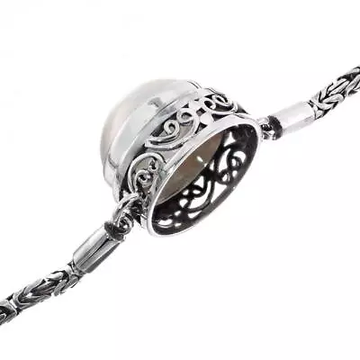 925 Silver White Mabe Cultured Pearl Sterling Byzantine Chain Bracelet 7-7 1/2  • $49.95