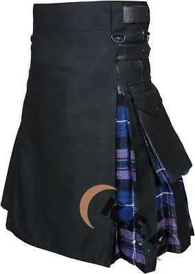 New Modern Black Leather Straps Hybird Utility Kilts - Kilts For Men • $42