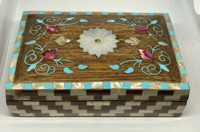 Handmade Wooden Jewelry Box Wood Trinket Storage Wood Box Mother Of Pearl Inlay • $98