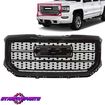 $195.99 • Buy Fits GMC Sierra 1500 Denali Style 2016-2018 Front Upper Grille Gloss Black