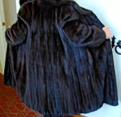 Canadian Dark Mahogany Mink Fur Coat Women Size  12-14 M-L  Perfect! • $255.01