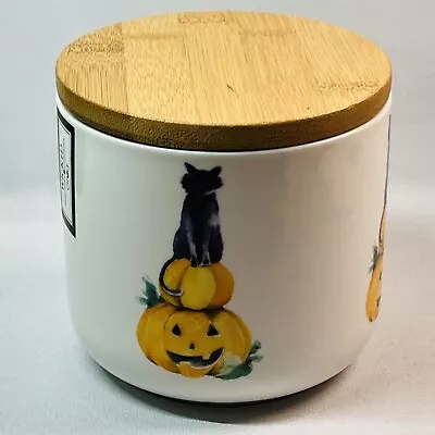 Wicked Ciroa Halloween Black Cat Cookie Treat Jar Ceramic Pumpkin Canister • $27