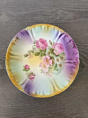 Franz Anton Mehlem Bonn Floral Plate 9 Inches. Very Colourful Plate. • £5.99