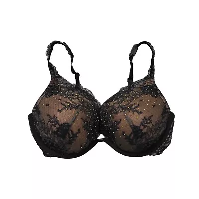 $82 Victorias Secret Bra Push-Up 34DD Women's Pigeonnant Sequins Lace Free Gift  • $39.97