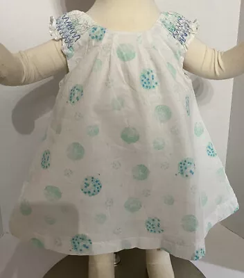 Maggie & Zoe Baby Girls White & Mint Green Bubbles Lined Dress Size 0-3m EUC • $5