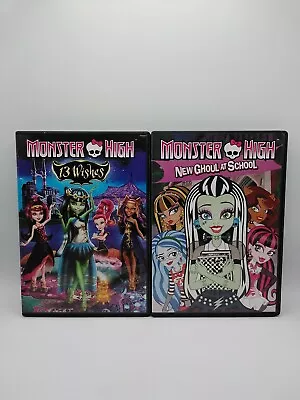 MONSTER HIGH 13 WISHES & NEW GHOUL AT SCHOOL 2-DVD Bundle Used.  • $9.99