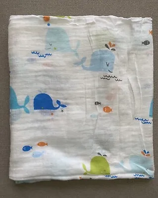 Whales Baby Muslin Swaddle Blanket Infant Boys  • $13.50