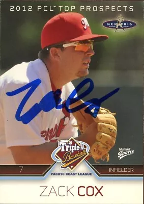 2012 Memphis Redbirds ZACK COX Signed Card Auto Autograph CARDINALS MARLINS • $3.09