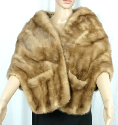 Brown EMBA Pastel MINK Fur Stole Shawl Bridal Cape • $59.99