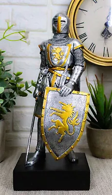 Medieval Swordsman Knight Of Heraldry Figurine 8.75 Tall Suit Of Armor Statue • $35.99