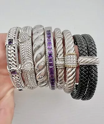 7 - Judith Ripka Sterling Silver Cuff Diamonique Gemstones Stone Bracelet Lot • $895