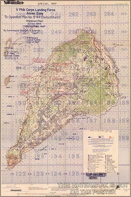 Poster Many Sizes; Battle Of Iwo Jima Marine Corps Map • $160.11