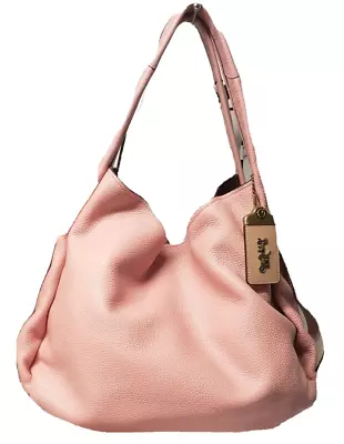 Coach Bandit Hobo 39 Pebbled Leather Pink Peony With Floral #86760 • $325