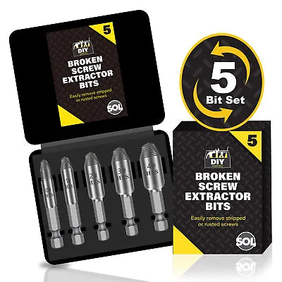 5pk Broken Screw Extractor Remover Set Easy Out Damaged Stripped Drill Bits Bolt • £2.99