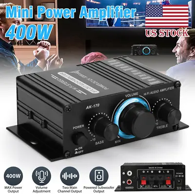 Mini HiFi Digital Stereo Audio 2 Channels Amplifier Power Amp DC 12V FM Car Home • $9.69