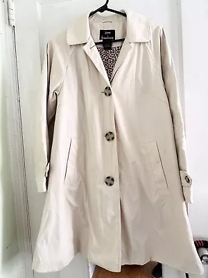 Dennis Basso Beige Water Resistant A-line Swing Trench Coat Leopard Print XS FrS • $29.99