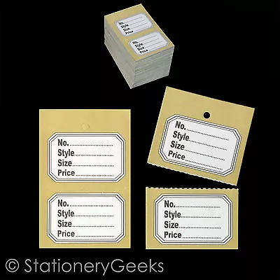 £1.99 • Buy 100 Gold Clothes Garment Tickets Perforated Clothing Price Stock Tags Tagging