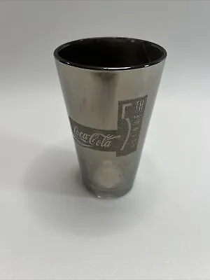 Coca Cola 5th Avenue Tumbler Silver Mercury Glass Textured Logo • $6.99