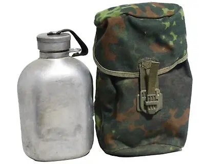 £17.99 • Buy Genuine Germany Army Surplus Aluminium Water Bottle Canteen In Flecktarn Pouch