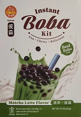 Instant Boba Tea Kit Taiwan MATCHA LATTE 5 Bubble Tapioca Straws MAR 2025 • $18.04