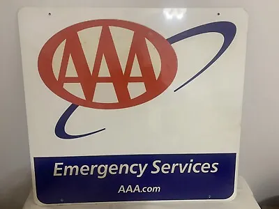 Vtg. AAA Emergency Services Hanging Sign Double Sided  24  X 26  Aluminum NICE ! • $159