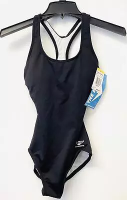 The Finals 9886A Enduro Womens Black One Piece Open T-Back Swimsuit Size 6 • $49.99