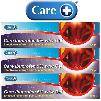 3 X Care Ibuprofn Gel 5% Pain Relief Anti-Inflammatory Backache & Sprains 100g • £13.99