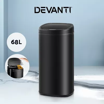 Devanti 68L Motion Sensor Bin Rubbish Automatic Trash Can Kitchen Black • $83.95