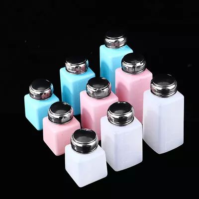 £4.69 • Buy Liquid Alcohol Pump Press Empty Nail Cleaner Bottle Gel Polish Glue Bot#;-