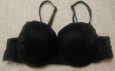 La Senza Wired Push-Up Black Bra UK Size 32B Good Condition  • £10