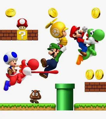 30cm X 60cm Super Mario Removable Wall Stickers Decal Kids Cartoon Vinyl Art • $9.99