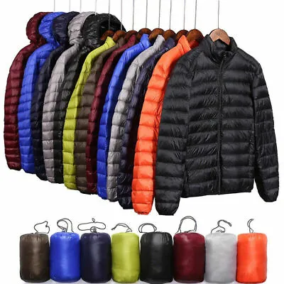 Men's Duck Down Jacket Ultralight Coat Hooded Puffer Jacket Bubble Coat Winter+ • $21.84