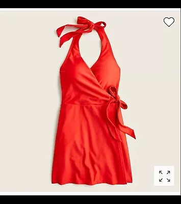 J. Crew Halter Wrap Swim Dress Bright Cerise Red BC122 Size 4 • $50