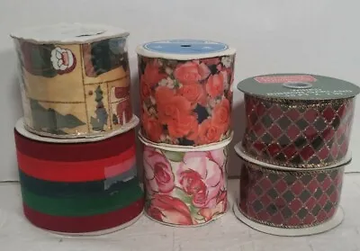 Lot Of 6 Vintage Ribbons Offray Fabric New Used Wire Edge Velvet All Occasions  • $4.95